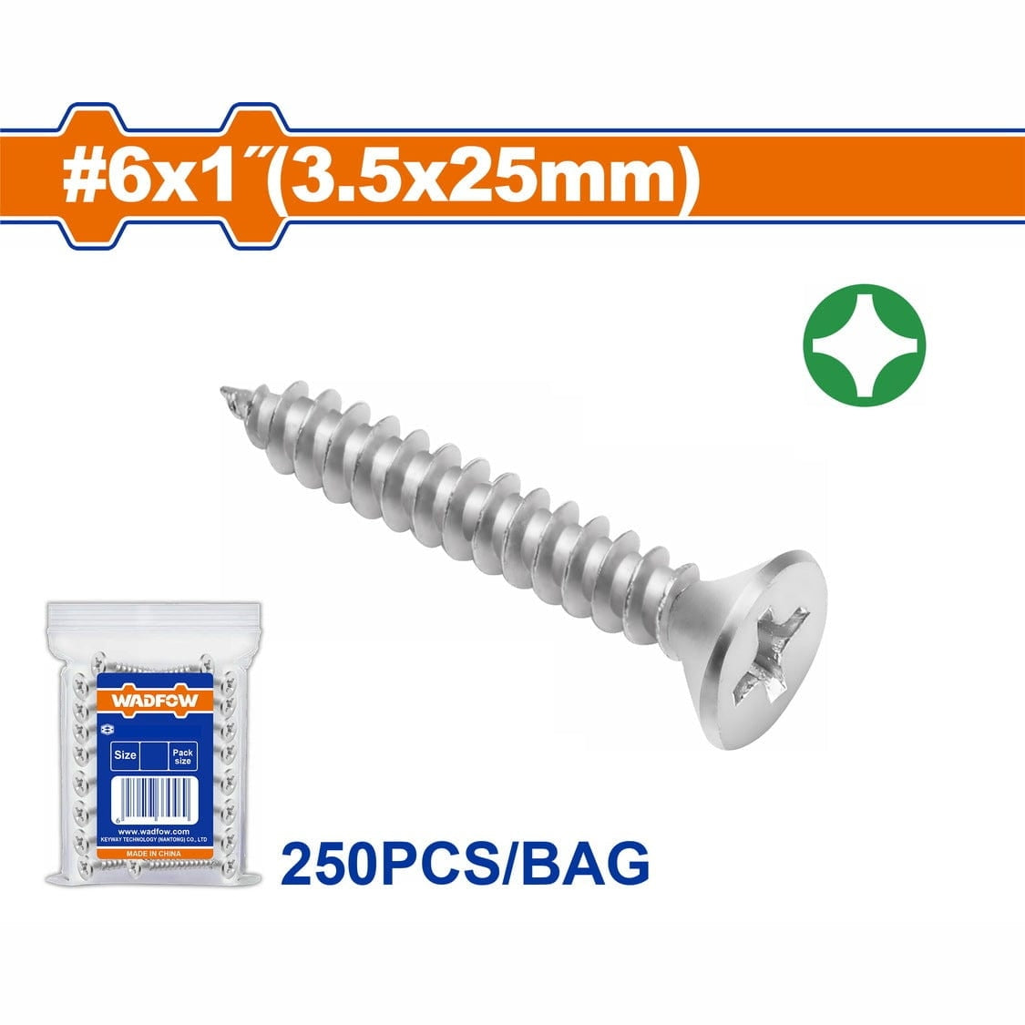 Wadfow Fasteners Wadfow Countersunk Head Selftapping Screw 3.5x25mm - WXSC914