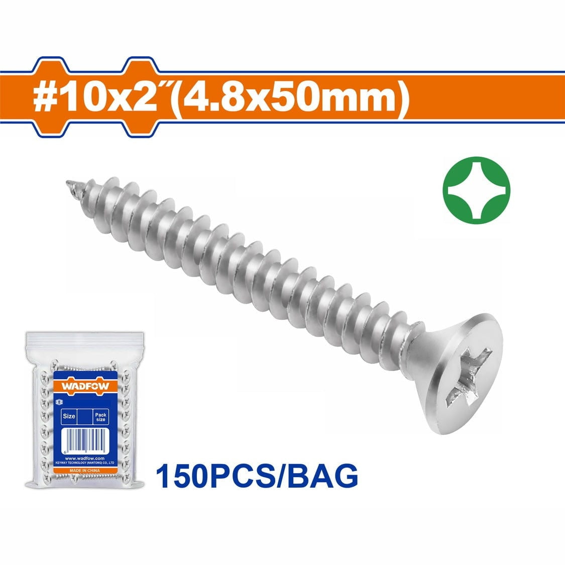 Wadfow Fasteners Wadfow Countersunk Head Selftapping Screw 4.8x50mm - WXSC947