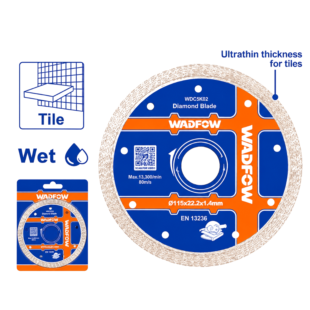 Wadfow Grinding & Cutting Wheels Wadfow Diamond Tile Cutting Disc for Wet Precision Cutting | 4.5" - 9"