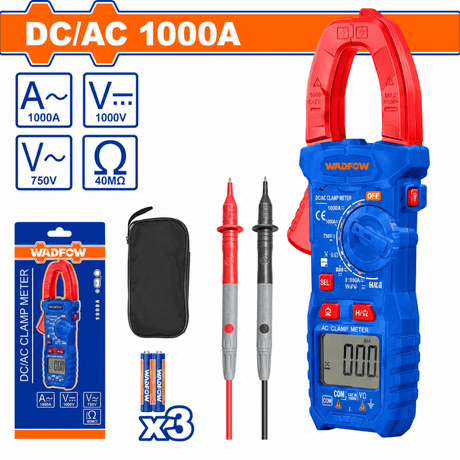 Wadfow Digital Meter Wadfow Digital DC/AC Clamp Meter 6000 Counts 1000A with LCD Backlight Display - WDM65085
