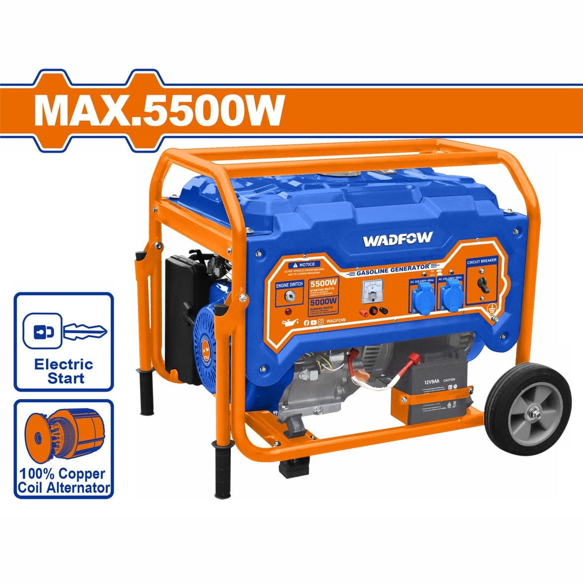 Wadfow Generator Wadfow Gasoline Generator 5500W - WGEAA08