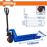 Wadfow Automotive Tools Wadfow Hand Pallet Truck 3000KG - WNH1R30