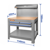 Wadfow Workshop Work Bench Wadfow Heavy-Duty Work Bench with 3 Drawers, Steel Frame & Pegboard - WCS5A05