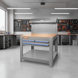 Wadfow Workshop Work Bench Wadfow Heavy-Duty Work Bench with 3 Drawers, Steel Frame & Pegboard - WCS5A05