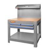 Wadfow Workshop Work Bench Wadfow Heavy-Duty Work Bench with 3 Drawers, Steel Frame & Pegboard - WCS5A05