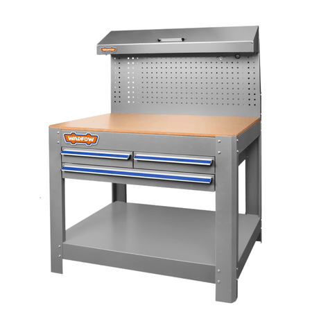 Wadfow Workshop Work Bench Wadfow Heavy-Duty Work Bench with 3 Drawers, Steel Frame & Pegboard - WCS5A05