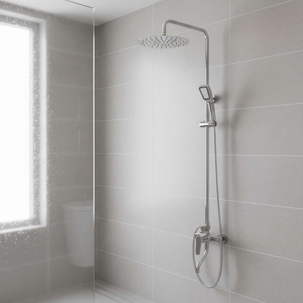 Wadfow Complete Shower Set Wadfow Hot & Cold Shower Set with Hot & Cold Mixer Faucet, Overhead Shower, Hand Shower & Accessories - WZD3501