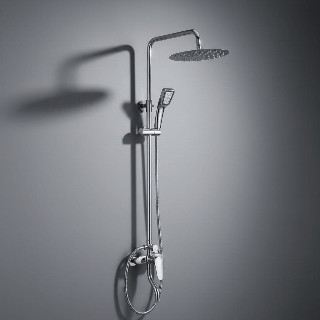 Wadfow Complete Shower Set Wadfow Hot & Cold Shower Set with Hot & Cold Mixer Faucet, Overhead Shower, Hand Shower & Accessories - WZD3501