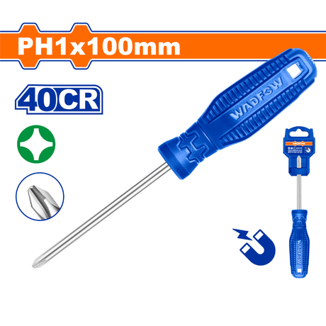 Wadfow Screwdrivers Wadfow Phillips Screwdriver 100mm (PH1 Tip)  -WSD4214
