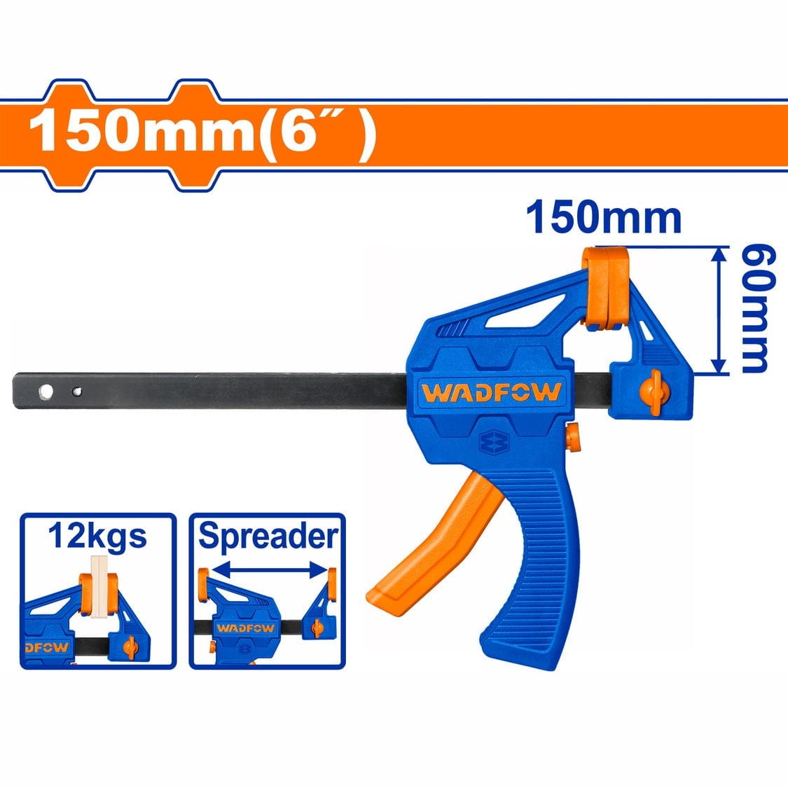 Wadfow Vices & Clamps Wadfow Quick Bar Clamp 6", 12" & 24" - WCP4306, WCP4312 & WCP4324