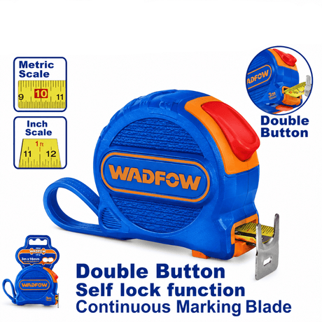 Wadfow Tape Measure Wadfow Steel Measuring Tape with Self-Lock Function - WMT Series