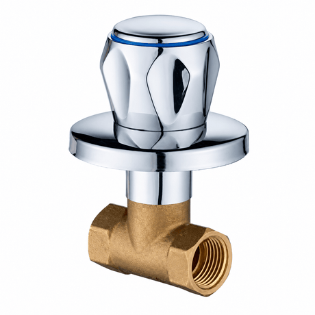 Wahkit Taps & Faucets Wahkit 3/4" Chrome Angle Stop Valve in Copper with Crystal Handle - K-8678