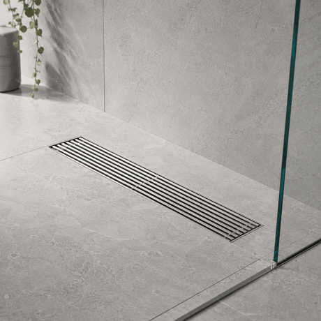 Wahkit Drains Wahkit 30cm Brushed Linear Slot Floor Drain in Stainless Steel - K-D434L