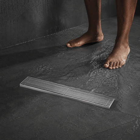 Wahkit Drains Wahkit 30cm Brushed Linear Slot Floor Drain in Stainless Steel - K-D434L