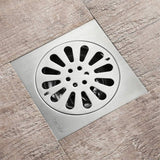 Wahkit Drains Wahkit 4" Chrome Floral Round Floor Drain in Stainless Steel - K-D501