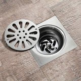 Wahkit Drains Wahkit 4" Chrome Floral Round Floor Drain in Stainless Steel - K-D501