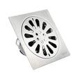 Wahkit Drains Wahkit 4" Chrome Floral Round Floor Drain in Stainless Steel - K-D501