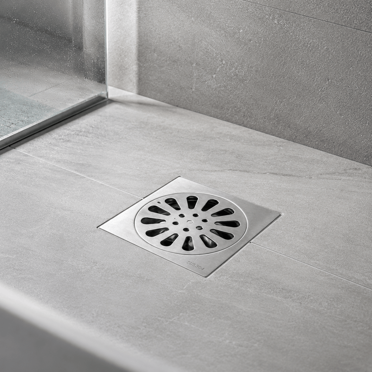Wahkit Drains Wahkit 4" Chrome Floral Round Floor Drain in Stainless Steel - K-D501