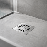 Wahkit Drains Wahkit 4" Chrome Floral Round Floor Drain in Stainless Steel - K-D501