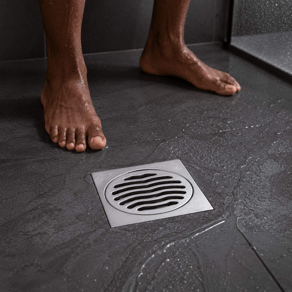 Wahkit Drains Wahkit 4" Chrome Round Grid Floor Drain in Stainless Steel - K-D426