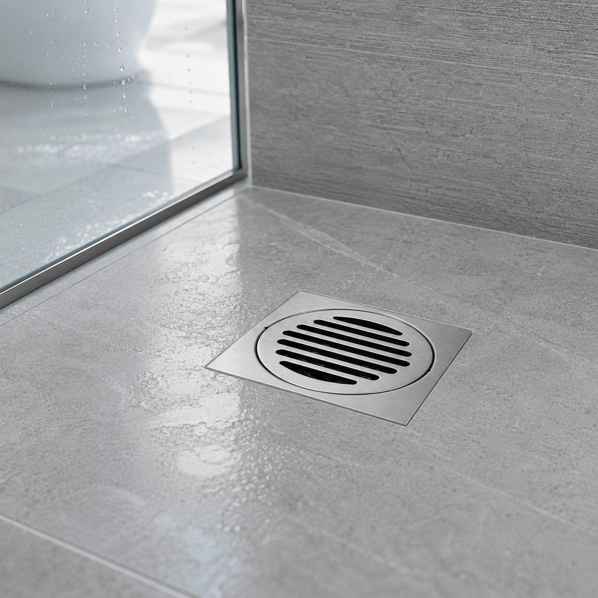 Wahkit Drains Wahkit 4" Chrome Slotted Round Floor Drain in Stainless Steel - K-D468