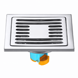 Wahkit Drains Wahkit 4" Chrome Square Grid Floor Drain in Stainless Steel - K-D425