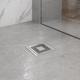 Wahkit Drains Wahkit 4" Chrome Square Grid Floor Drain in Stainless Steel - K-D425