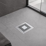 Wahkit Drains Wahkit 4" Chrome Square Grid Floor Drain in Stainless Steel - K-D425