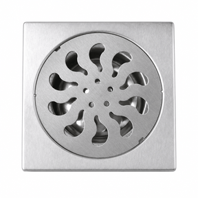 Wahkit Drains Wahkit 4" Chrome Swirl Round Floor Drain in Stainless Steel - K-D470