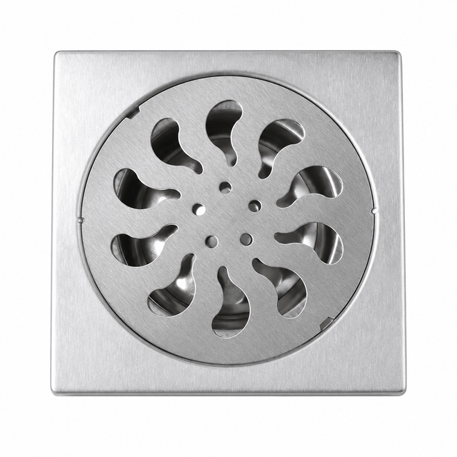 Wahkit Drains Wahkit 4" Chrome Swirl Round Floor Drain in Stainless Steel - K-D470