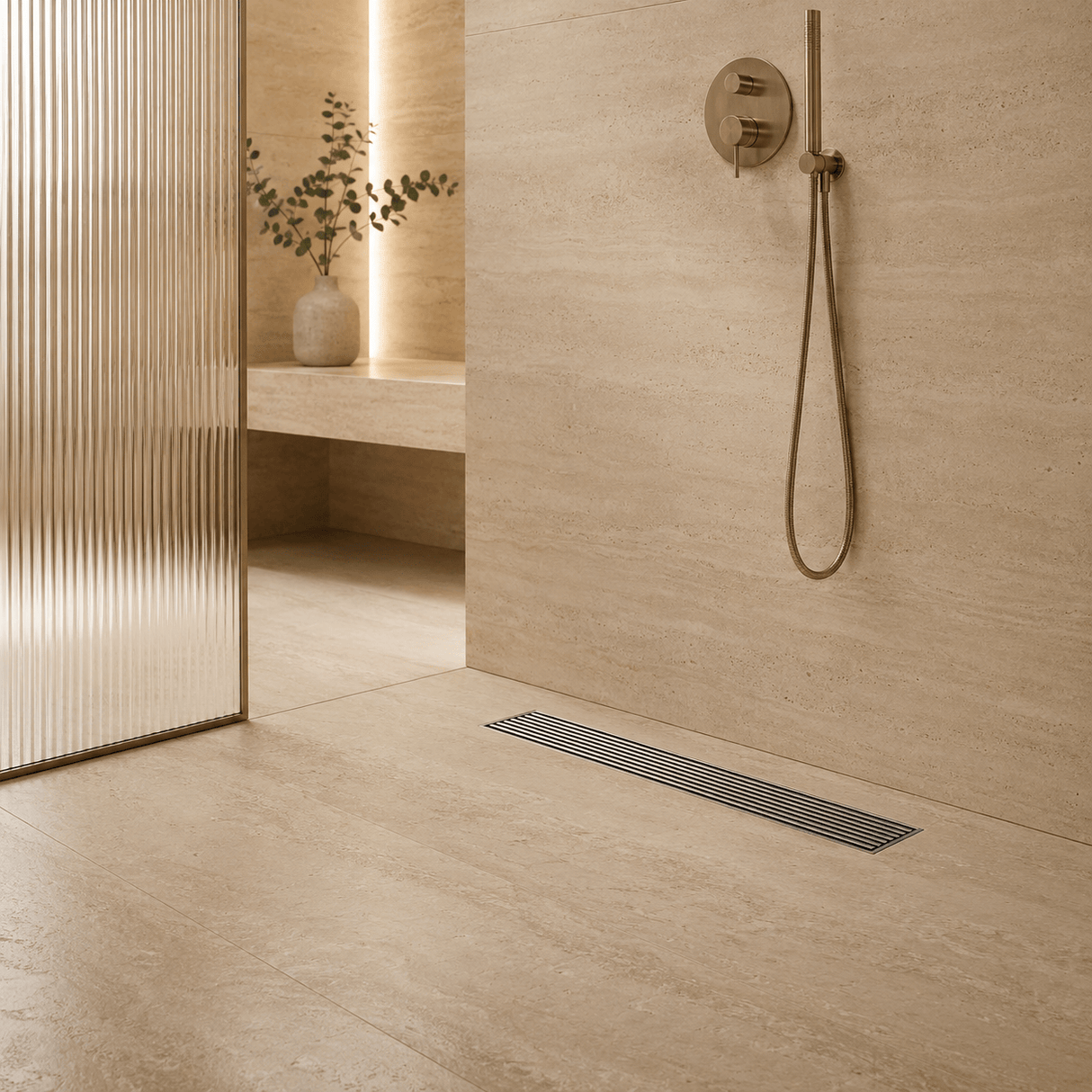 Wahkit Drains Wahkit 8" Brushed Linear Slot Floor Drain in 304 Stainless Steel - K-D433L