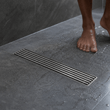 Wahkit Drains Wahkit 8" Brushed Linear Slot Floor Drain in 304 Stainless Steel - K-D433L