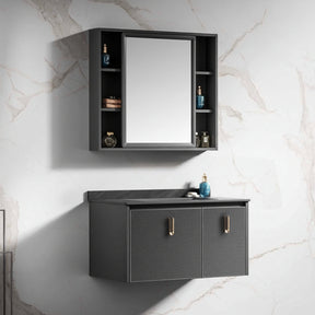 Wahkit Bathroom Vanity & Cabinets Wahkit Black Accent PVC and Marble Bathroom Vanity with Mirror 600mm - K-9631C