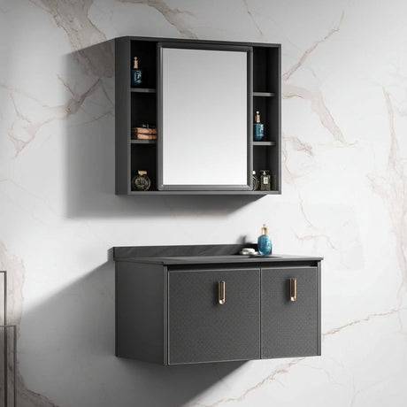 Wahkit Bathroom Vanity & Cabinets Wahkit Black Accent PVC and Marble Bathroom Vanity with Mirror 600mm - K-9631C