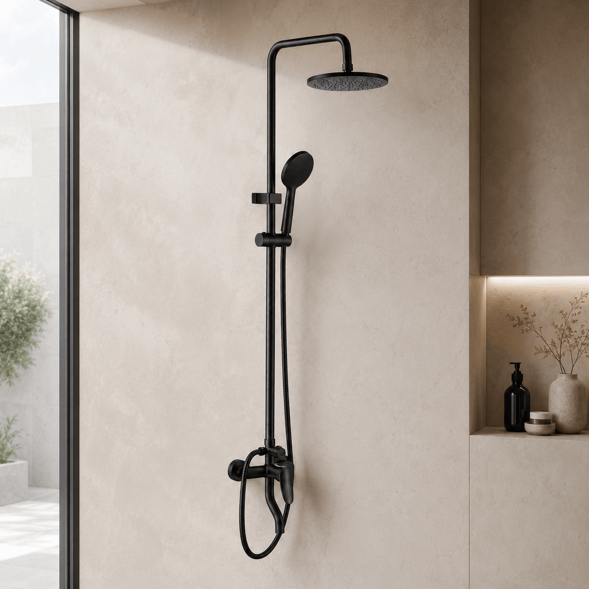 Wahkit Shower Set & Head Wahkit Black Wall Mounted Three-Function Round Rain Shower Set - K-8832H
