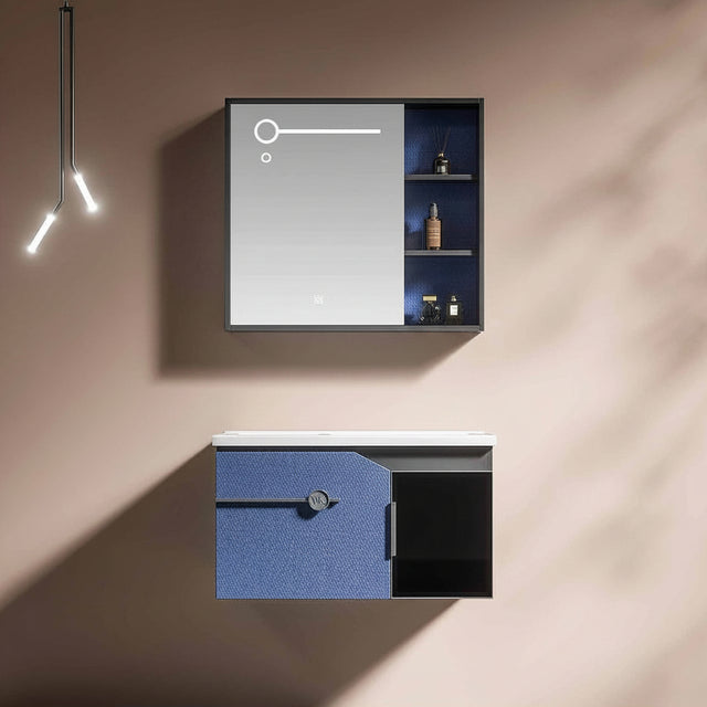 Wahkit Bathroom Vanity & Cabinets Wahkit Blue Accent PVC Bathroom Vanity with Mirror 600mm - K-9625
