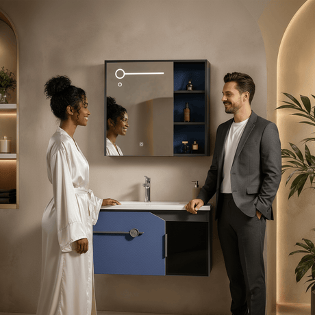 Wahkit Bathroom Vanity & Cabinets Wahkit Blue Accent PVC Bathroom Vanity with Mirror 600mm - K-9625