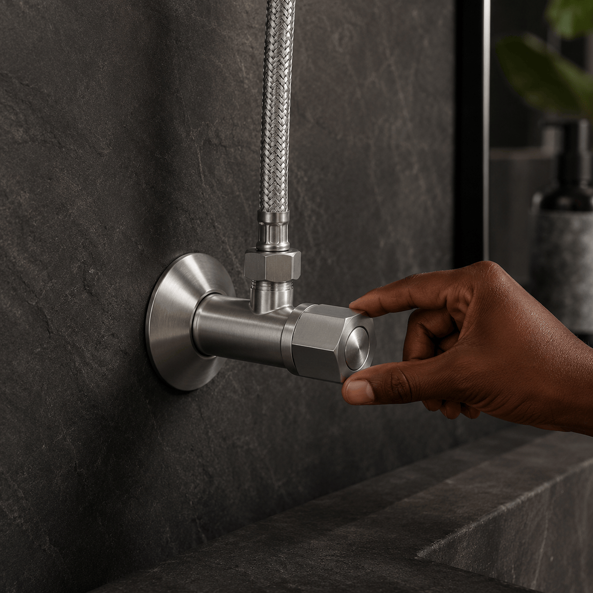Wahkit Taps & Faucets Wahkit Brushed Hex Angle Valve in 304 Stainless Steel - K-8643L