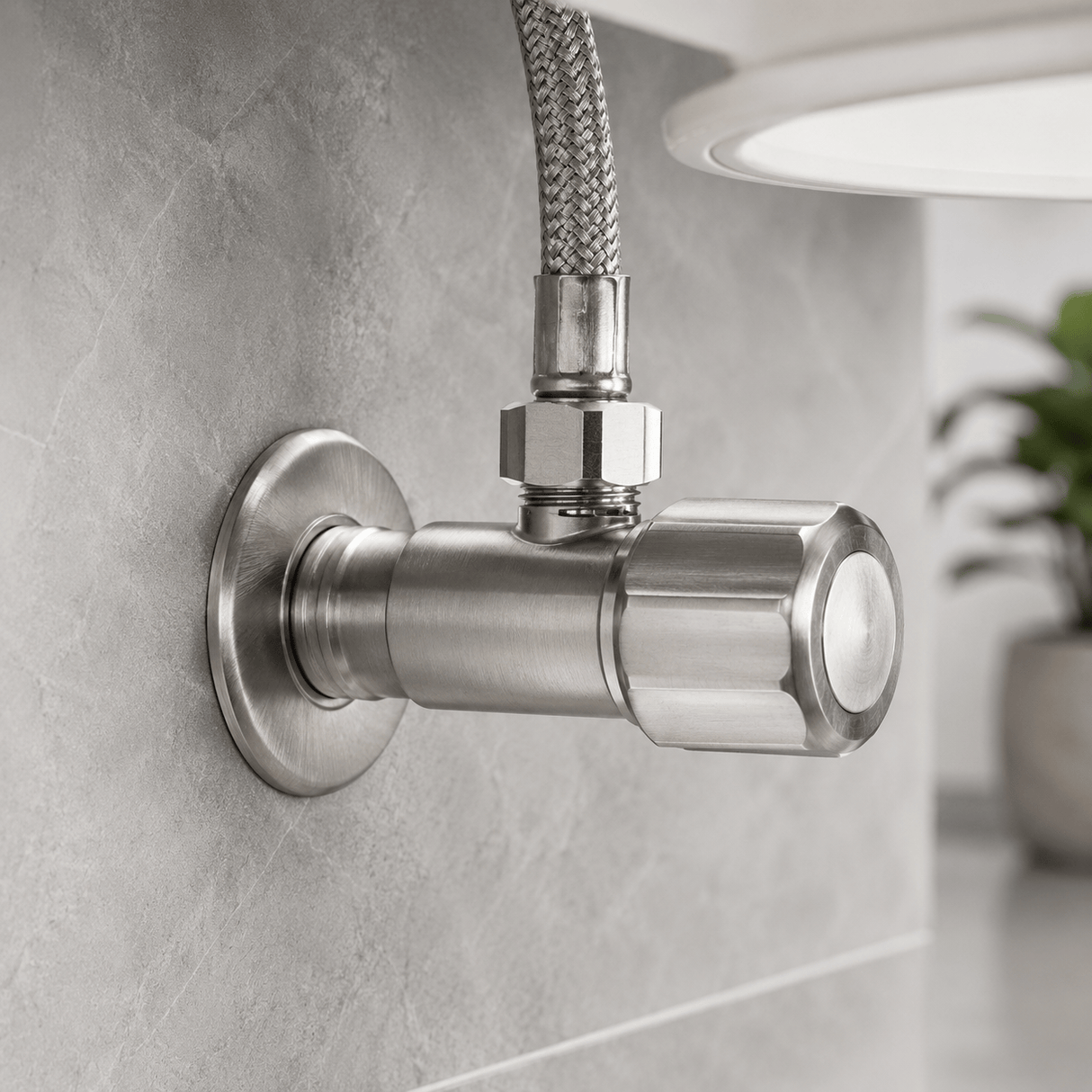 Wahkit Taps & Faucets Wahkit Brushed Round Angle Valve in 304 Stainless Steel - K-8642L