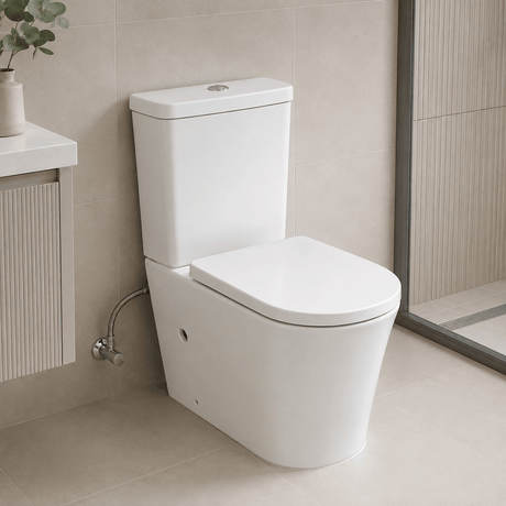 Wahkit Toilet & Urinal Wahkit Ceramic Modern Skirted Two-Piece Water Closet with D-Shaped Bowl & Slim Tank 615mm - 2002S