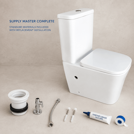 Wahkit Toilet & Urinal Wahkit Ceramic Modern Skirted Two-Piece Water Closet with D-Shaped Bowl & Slim Tank 615mm - 2002S