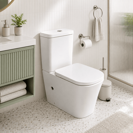 Wahkit Toilet & Urinal Wahkit Ceramic Modern Skirted Two-Piece Water Closet with D-Shaped Bowl & Slim Tank 615mm - 2002S