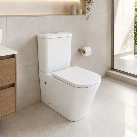 Wahkit Toilet & Urinal Wahkit Ceramic Modern Skirted Two-Piece Water Closet with D-Shaped Bowl & Wide Tank 630mm - 2010