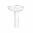 Wahkit Bathroom Sink Wahkit Ceramic Pedestal Basin with Narrow Deep Bowl & Curved Pedestal 500mm - 4002