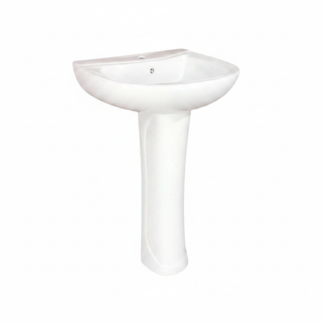 Wahkit Bathroom Sink Wahkit Ceramic Pedestal Basin with Narrow Deep Bowl & Curved Pedestal 500mm - 4002