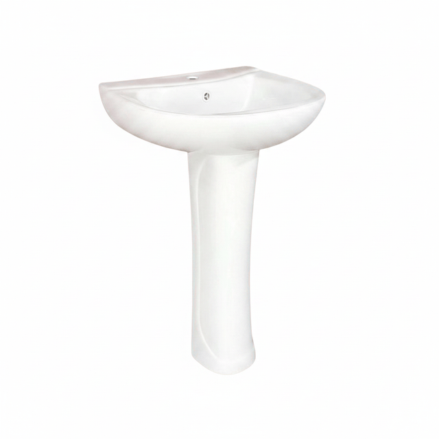 Wahkit Bathroom Sink Wahkit Ceramic Pedestal Basin with Narrow Deep Bowl & Curved Pedestal 500mm - 4002