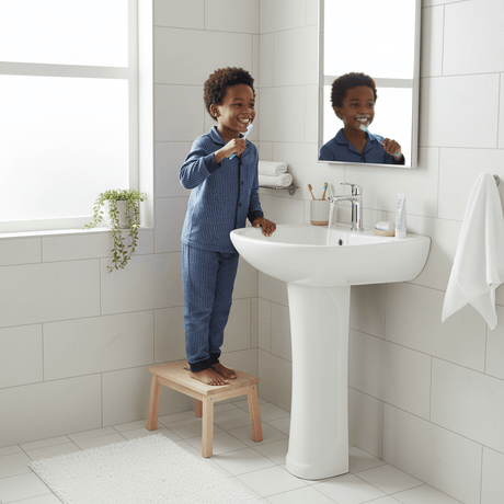 Wahkit Bathroom Sink Wahkit Ceramic Pedestal Basin with Narrow Deep Bowl & Curved Pedestal 500mm - 4002