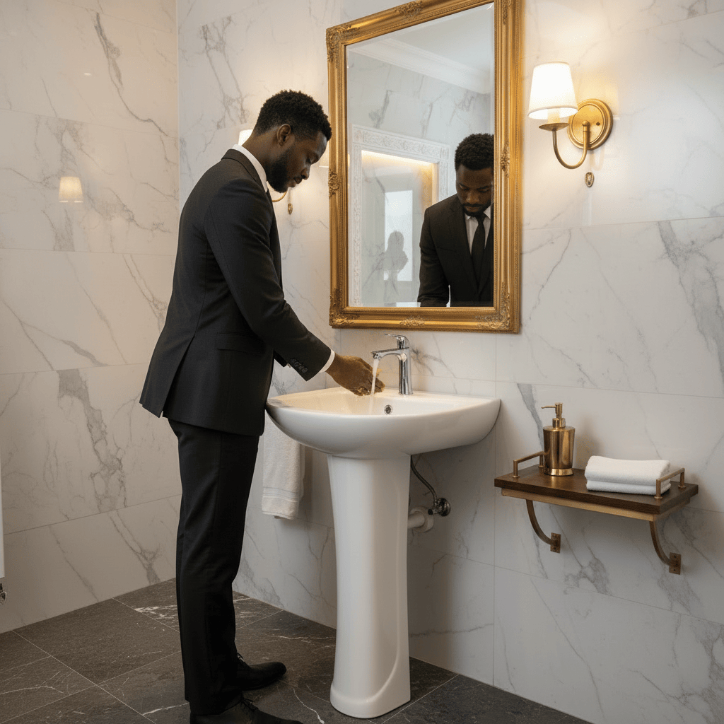 Wahkit Bathroom Sink Wahkit Ceramic Pedestal Basin with Narrow Deep Bowl & Curved Pedestal 500mm - 4002