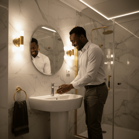 Wahkit Bathroom Sink Wahkit Ceramic Pedestal Basin with Narrow Deep Bowl & Straight Pedestal 410mm - 4009