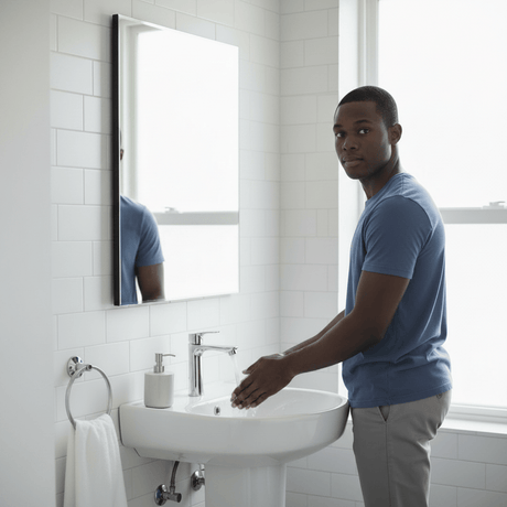 Wahkit Bathroom Sink Wahkit Ceramic Pedestal Basin with Narrow Deep Bowl & Straight Pedestal 410mm - 4009
